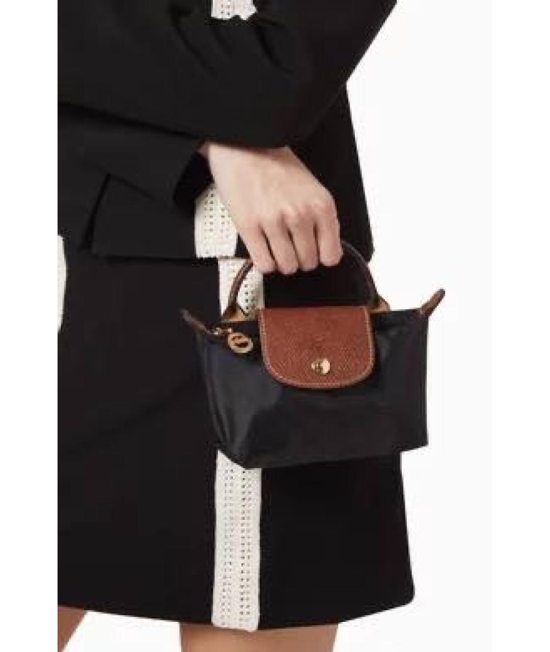 LONGCHAMP Черная тканевая сумка с короткими ручками, фото 2