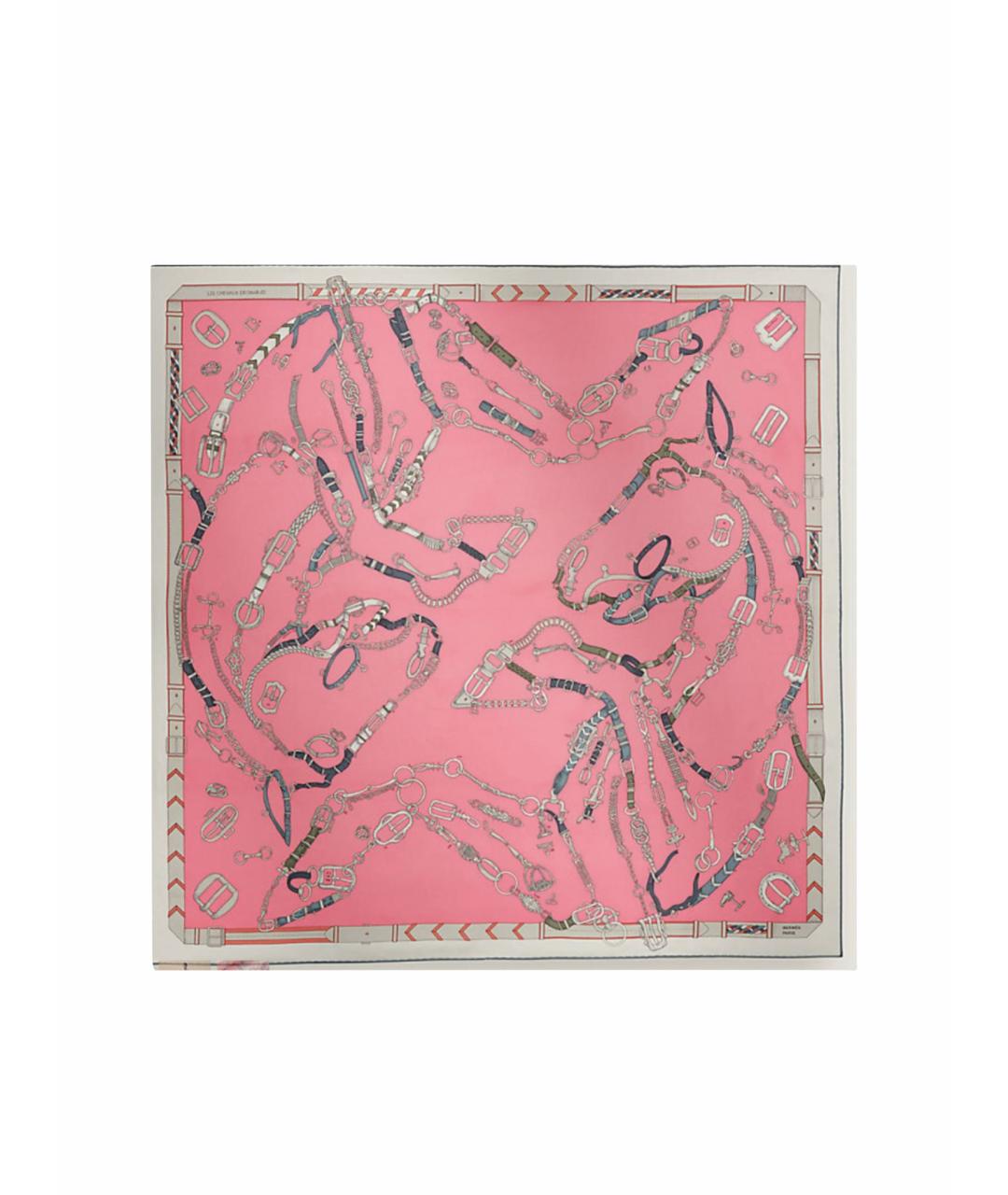 HERMES Розовый шелковый платок, фото 1