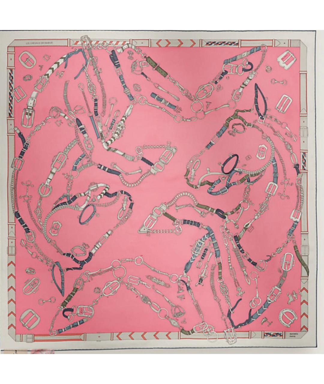 HERMES Розовый шелковый платок, фото 3