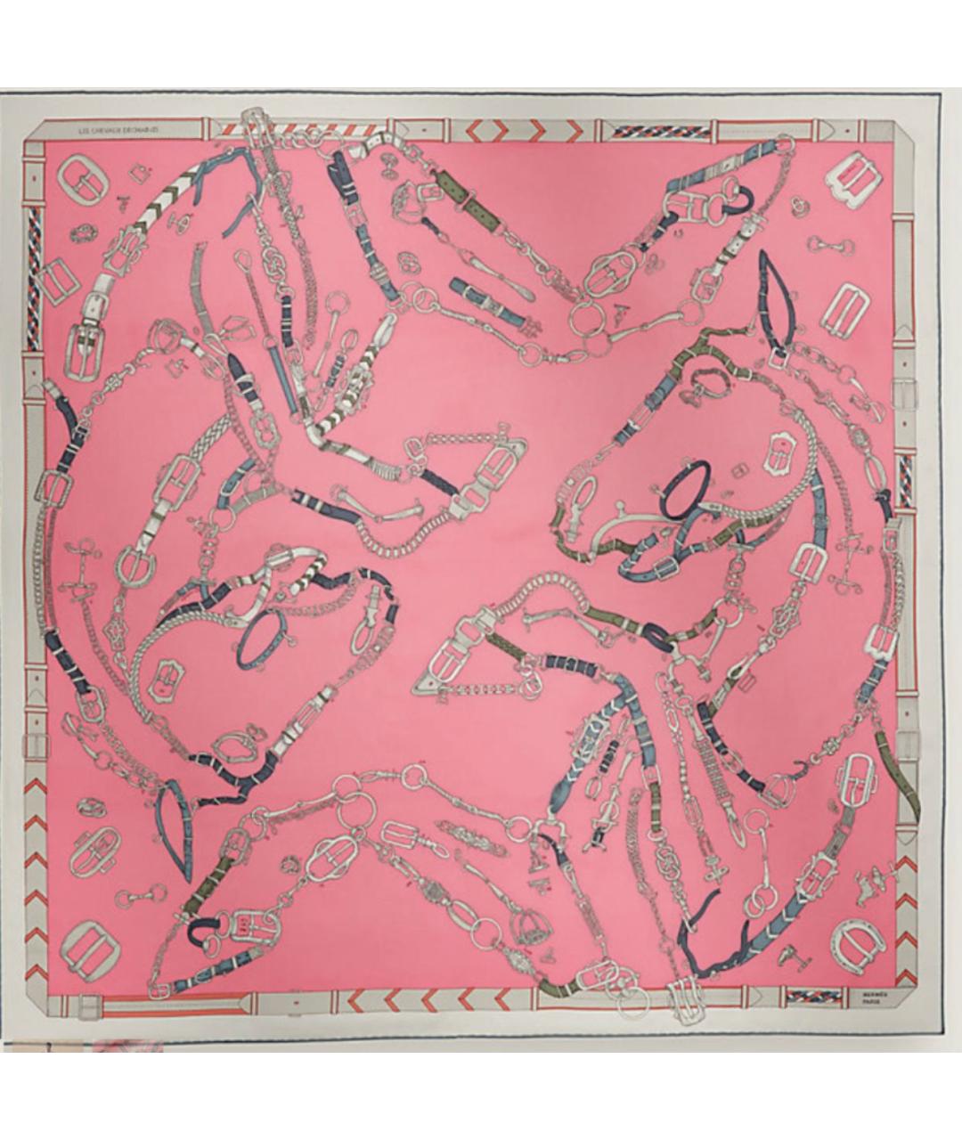 HERMES Розовый шелковый платок, фото 2