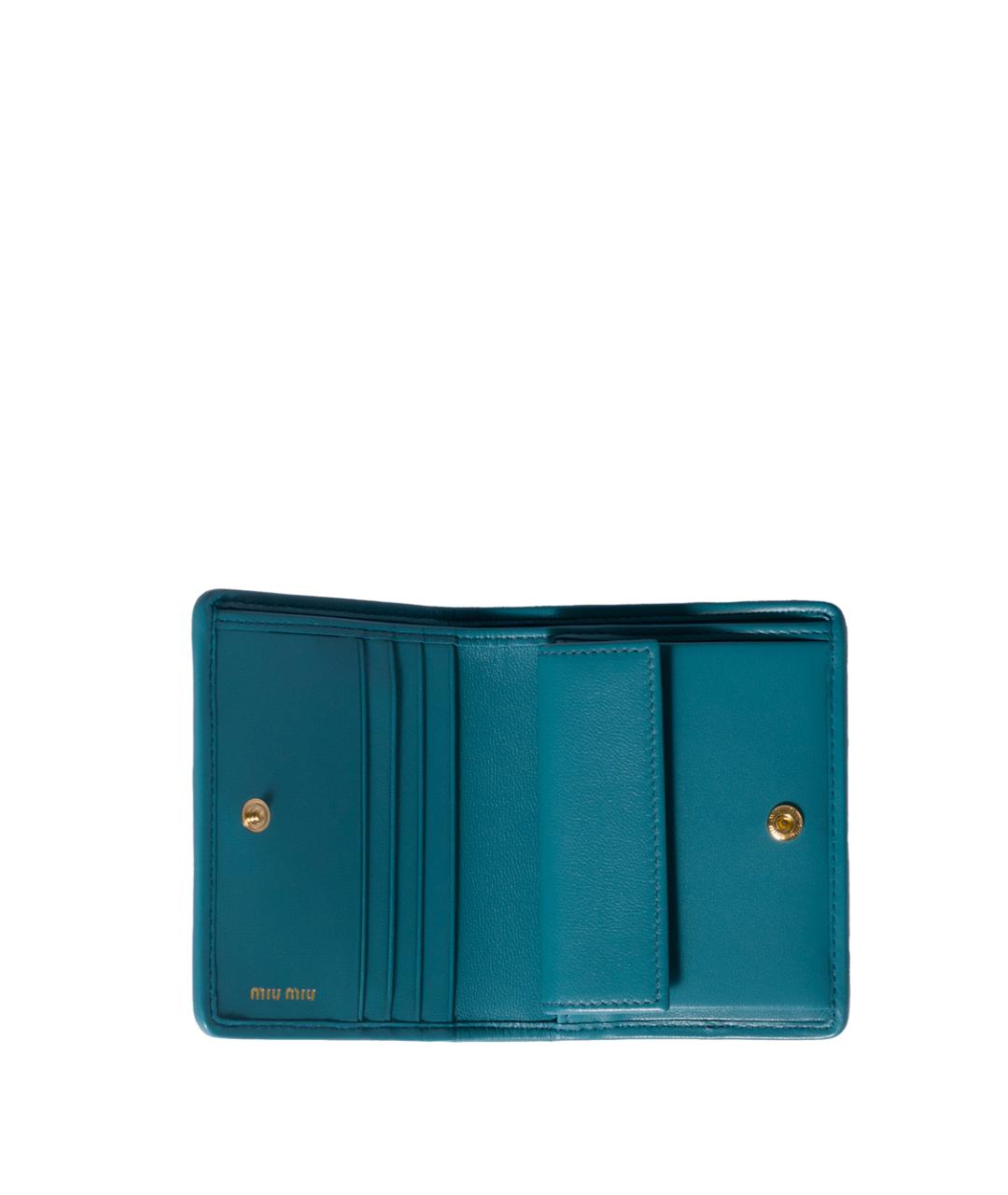 MIU MIU Бирюзовый кожаный кошелек, фото 2