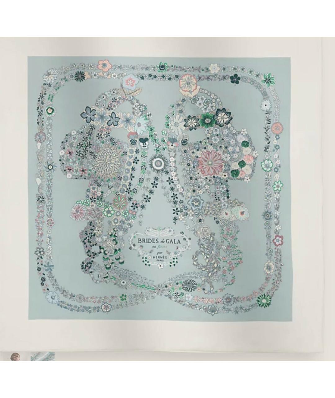 HERMES Голубой шелковый платок, фото 3
