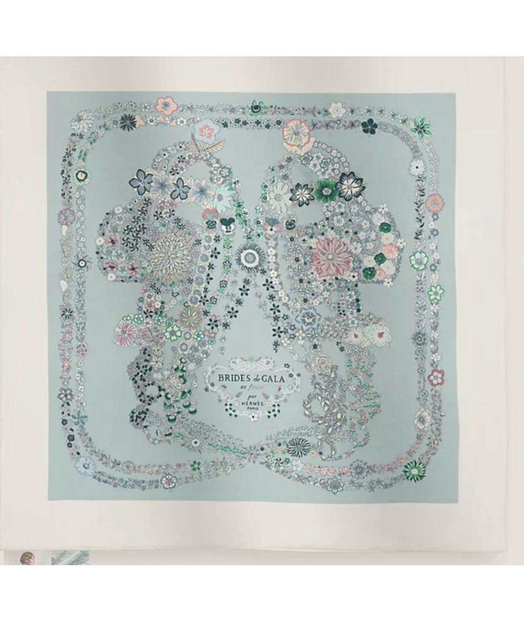 HERMES Голубой шелковый платок, фото 2