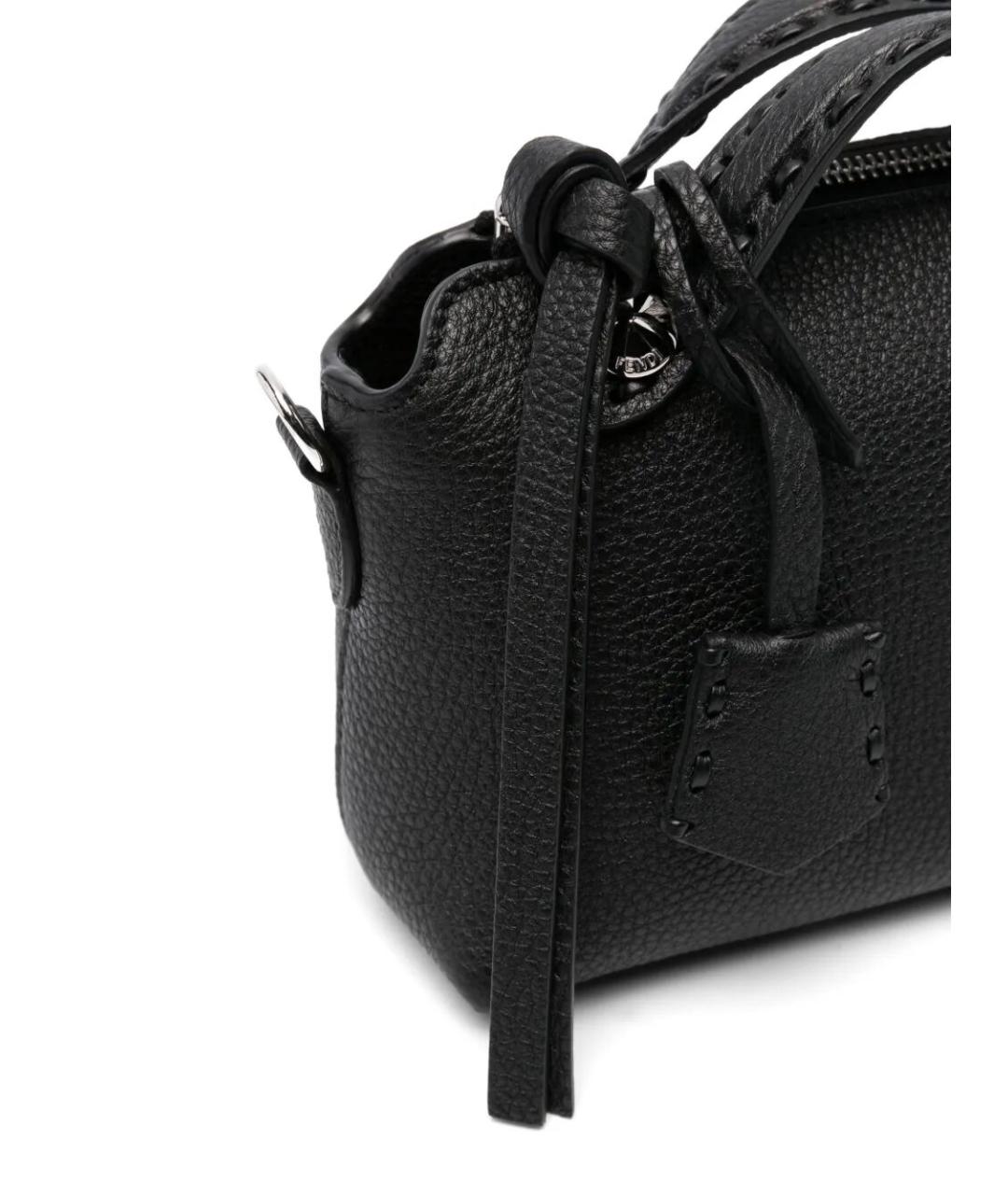 FENDI Черная кожаная сумка через плечо, фото 5