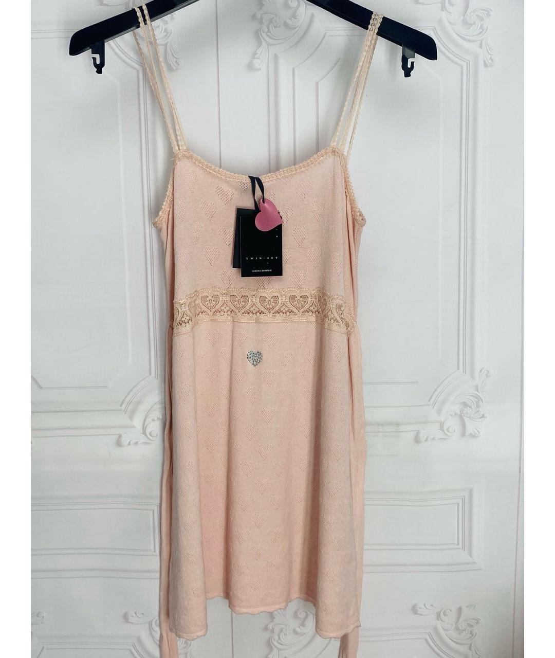 TWIN-SET Розовая вискозная майка, фото 4