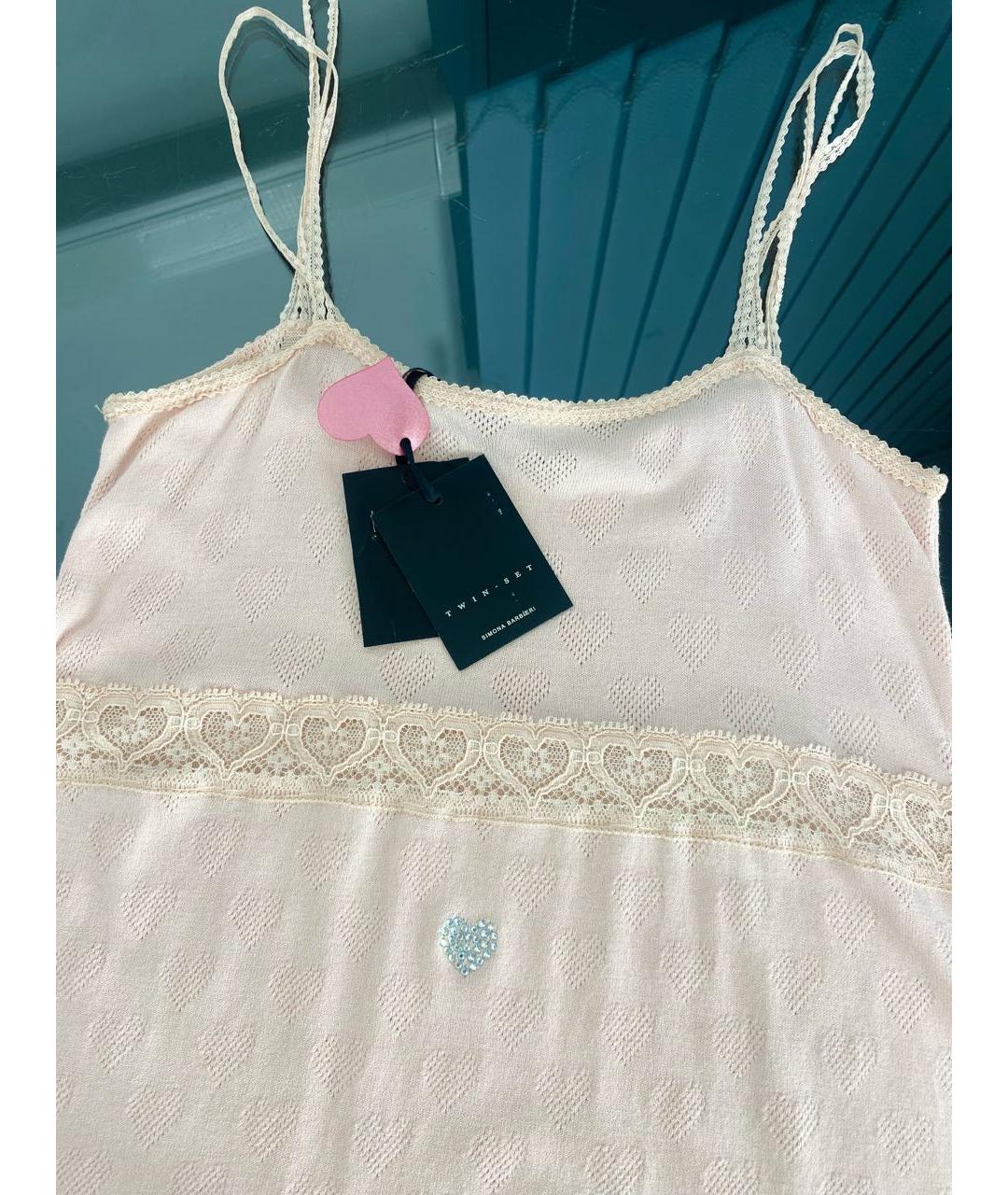 TWIN-SET Розовая вискозная майка, фото 3