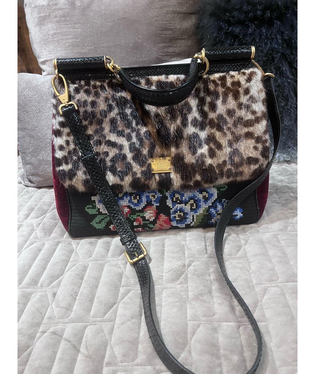 DOLCE&GABBANA Мульти меховая сумка с короткими ручками, фото 3