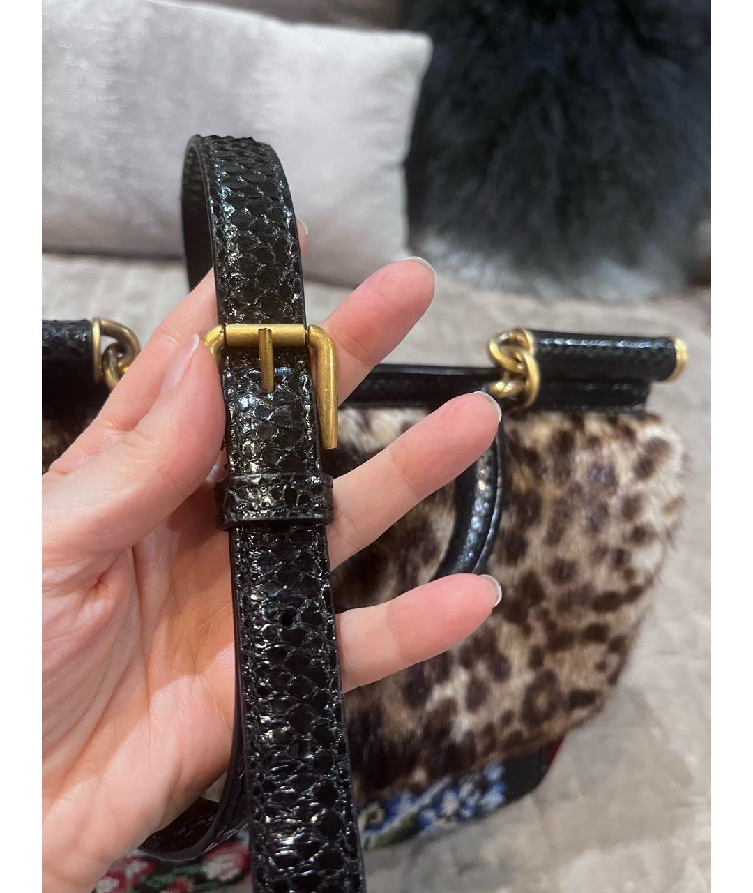 DOLCE&GABBANA Мульти меховая сумка с короткими ручками, фото 6