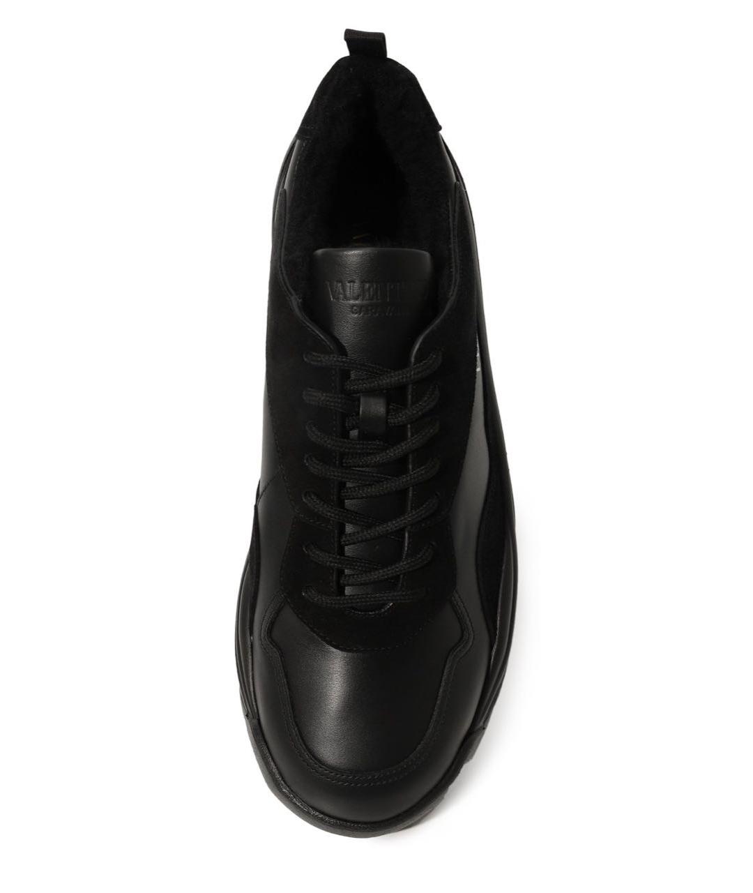 VALENTINO Черные кожаные низкие кроссовки / кеды, фото 5