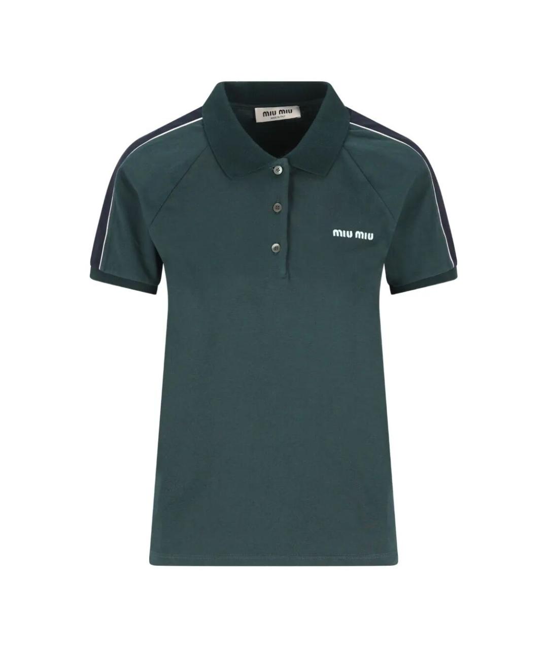 MIU MIU Зеленая хлопковая футболка, фото 1