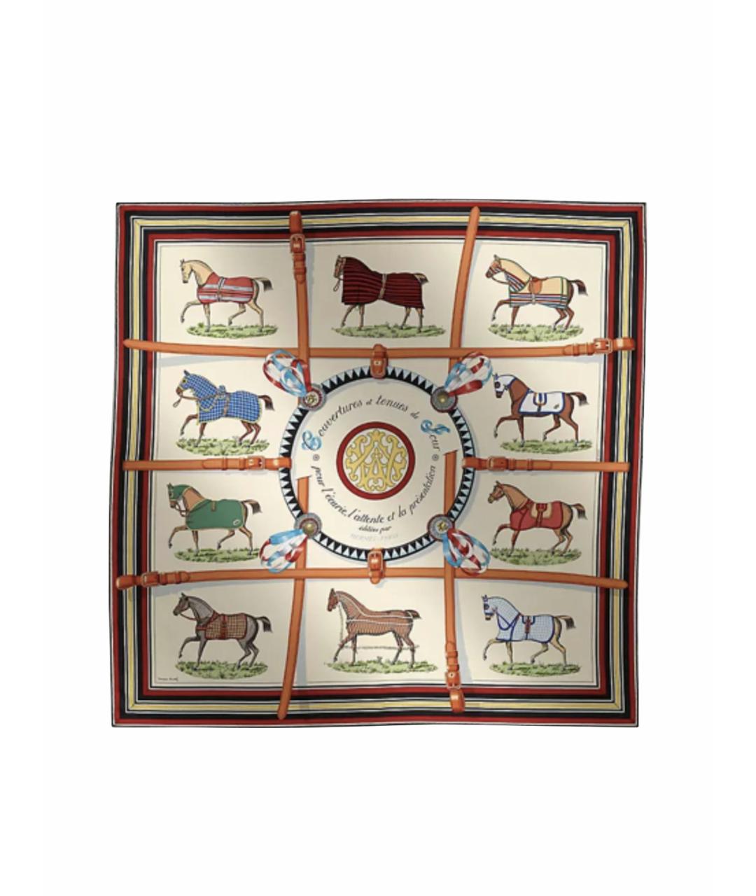 HERMES Бежевый шелковый платок, фото 1