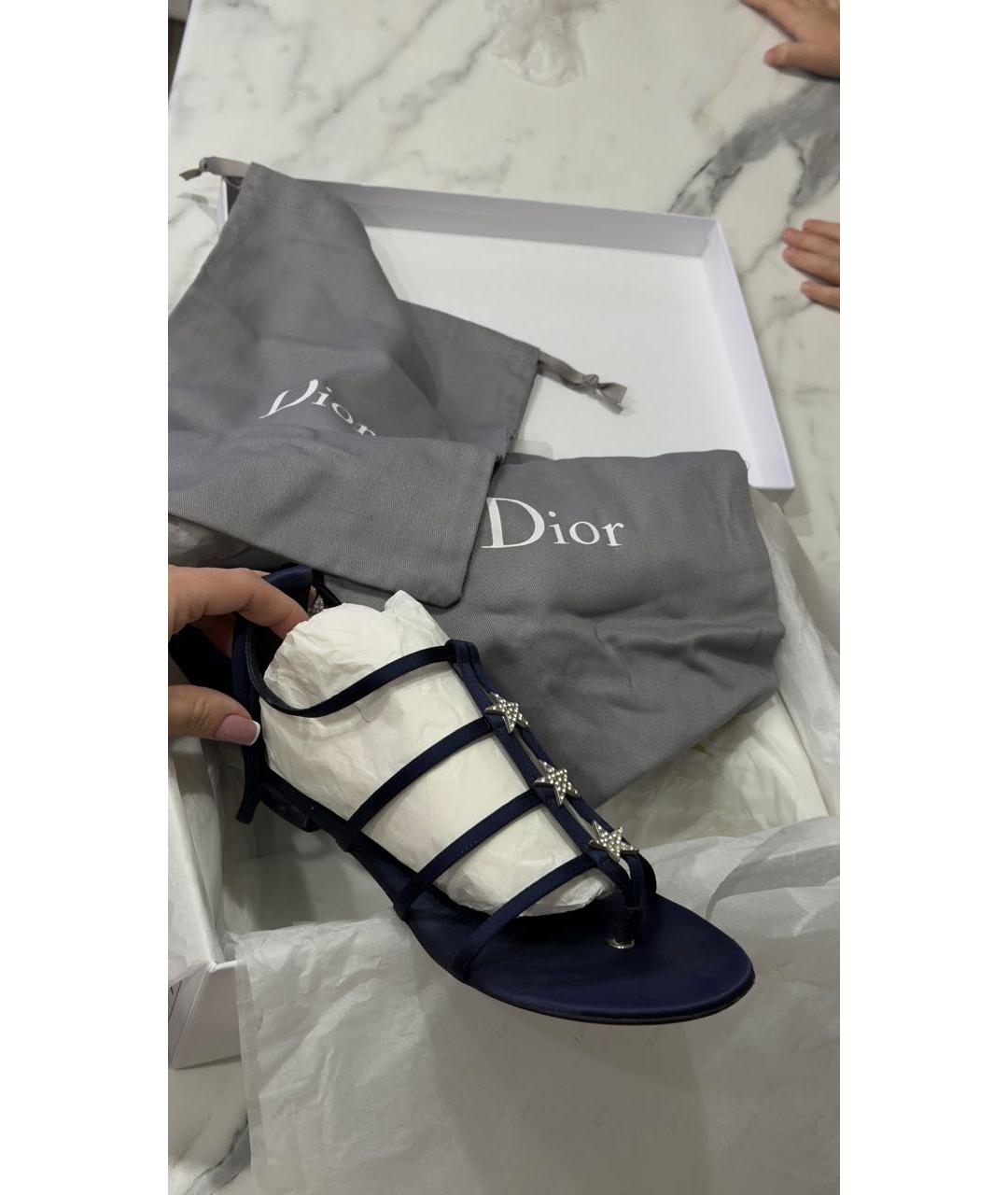 CHRISTIAN DIOR Темно-синие текстильные сандалии, фото 2