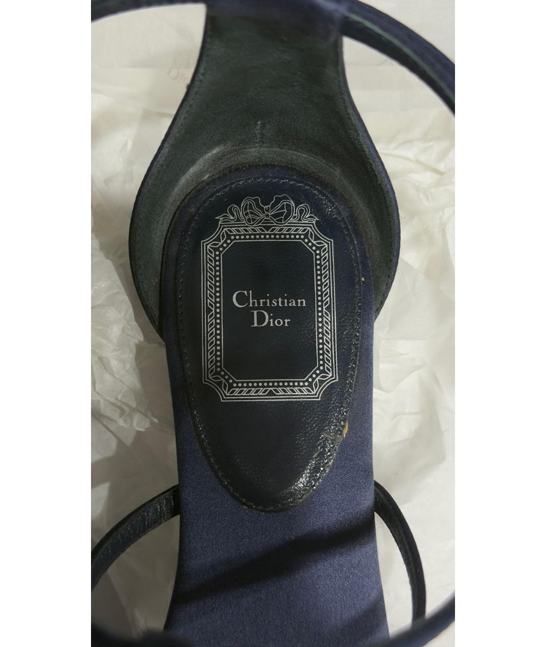 CHRISTIAN DIOR Темно-синие текстильные сандалии, фото 6