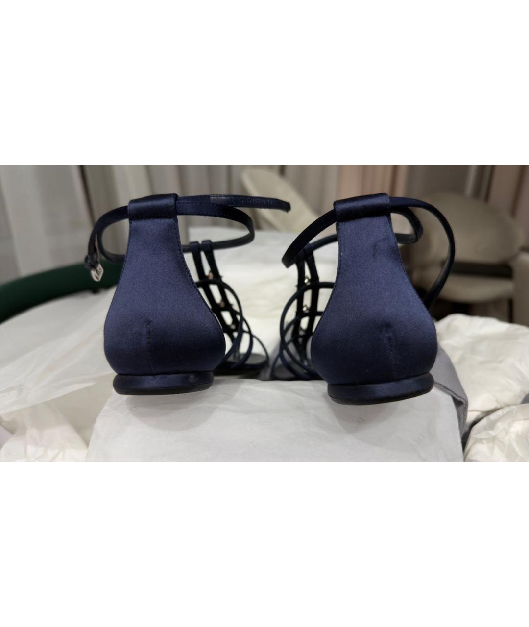CHRISTIAN DIOR Темно-синие текстильные сандалии, фото 5