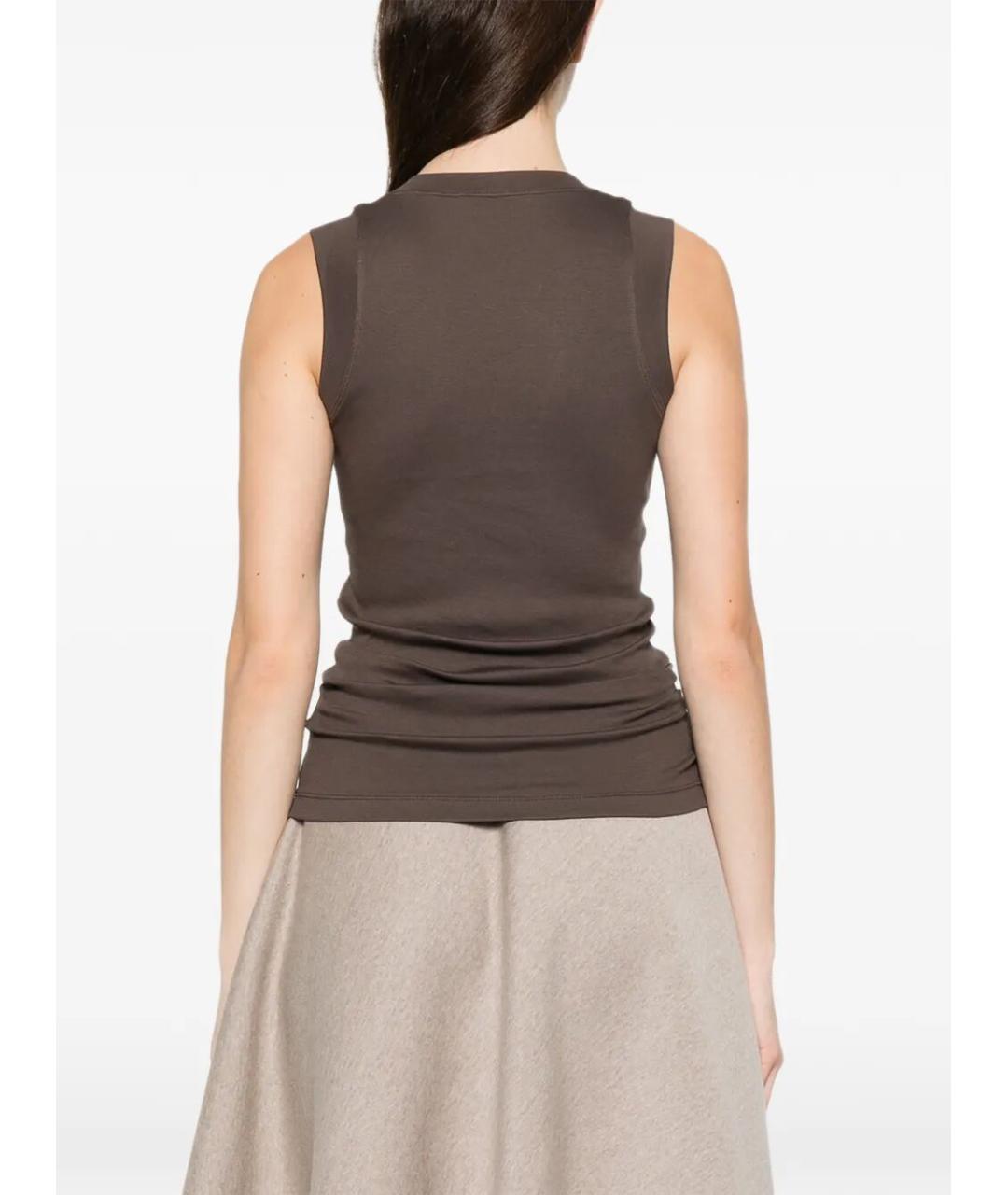 BRUNELLO CUCINELLI Коричневая хлопковая майка, фото 4