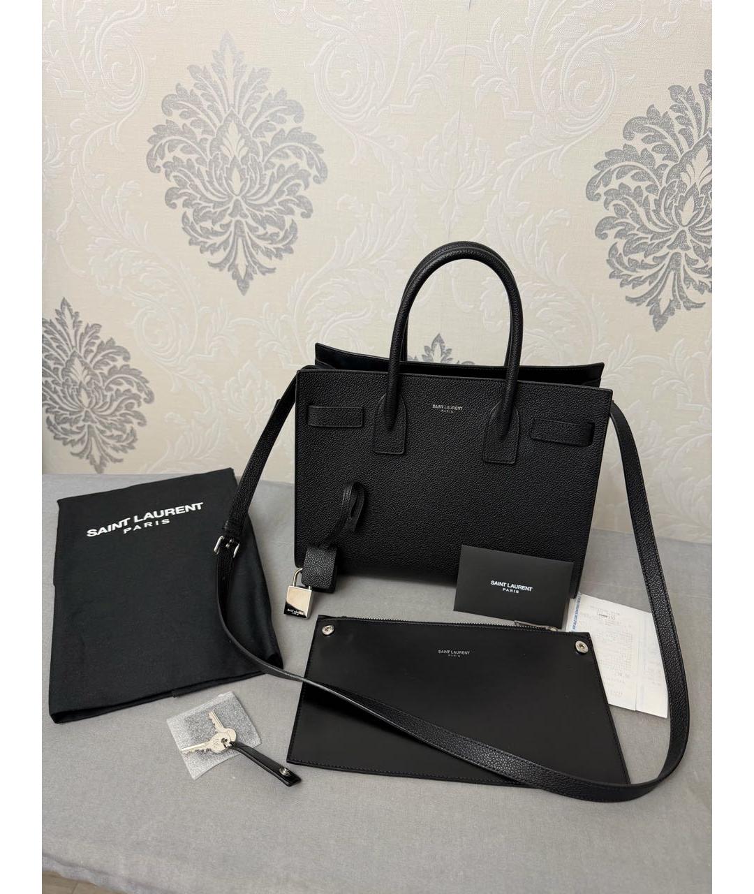 SAINT LAURENT Черная кожаная сумка через плечо, фото 5