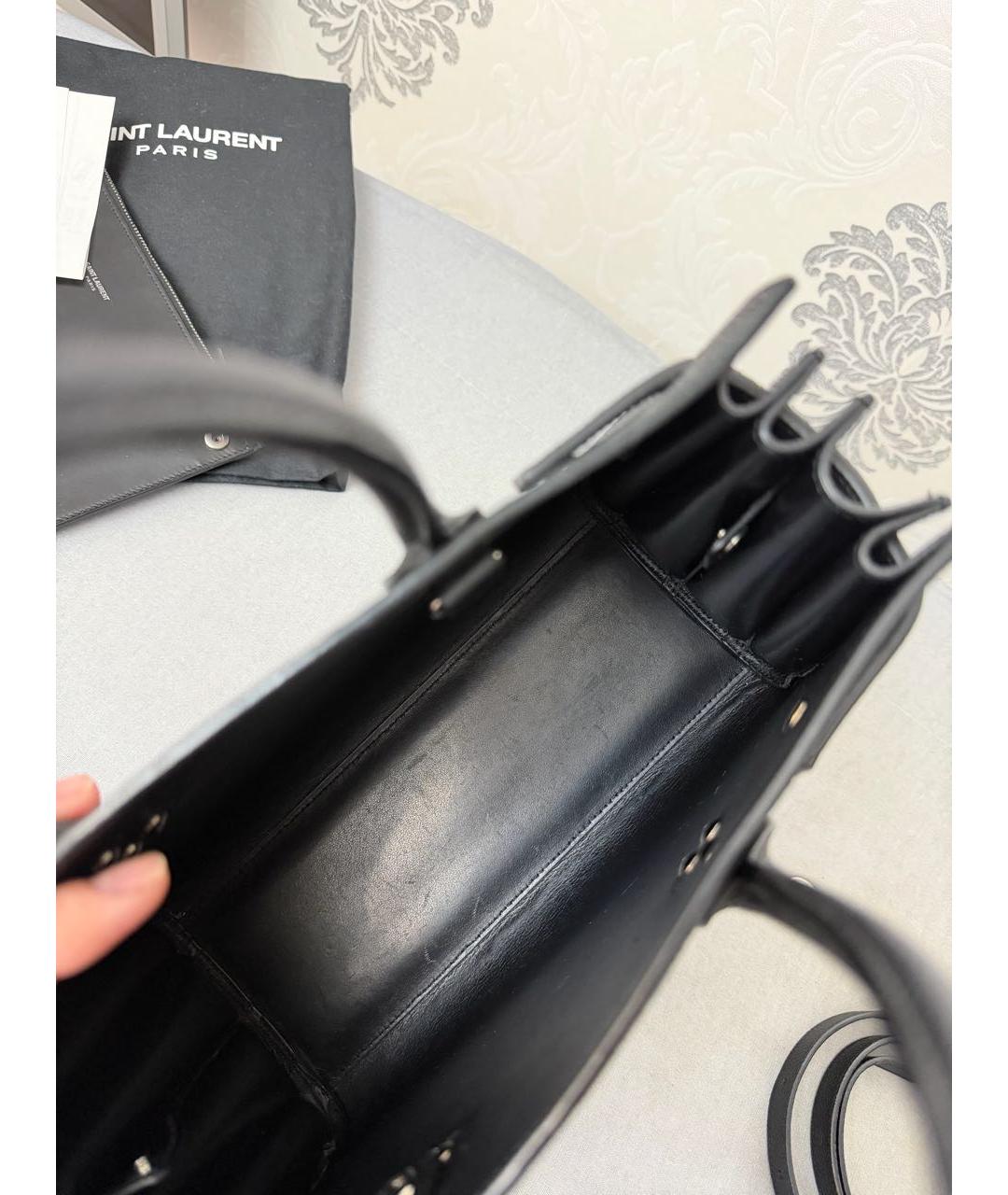 SAINT LAURENT Черная кожаная сумка через плечо, фото 4