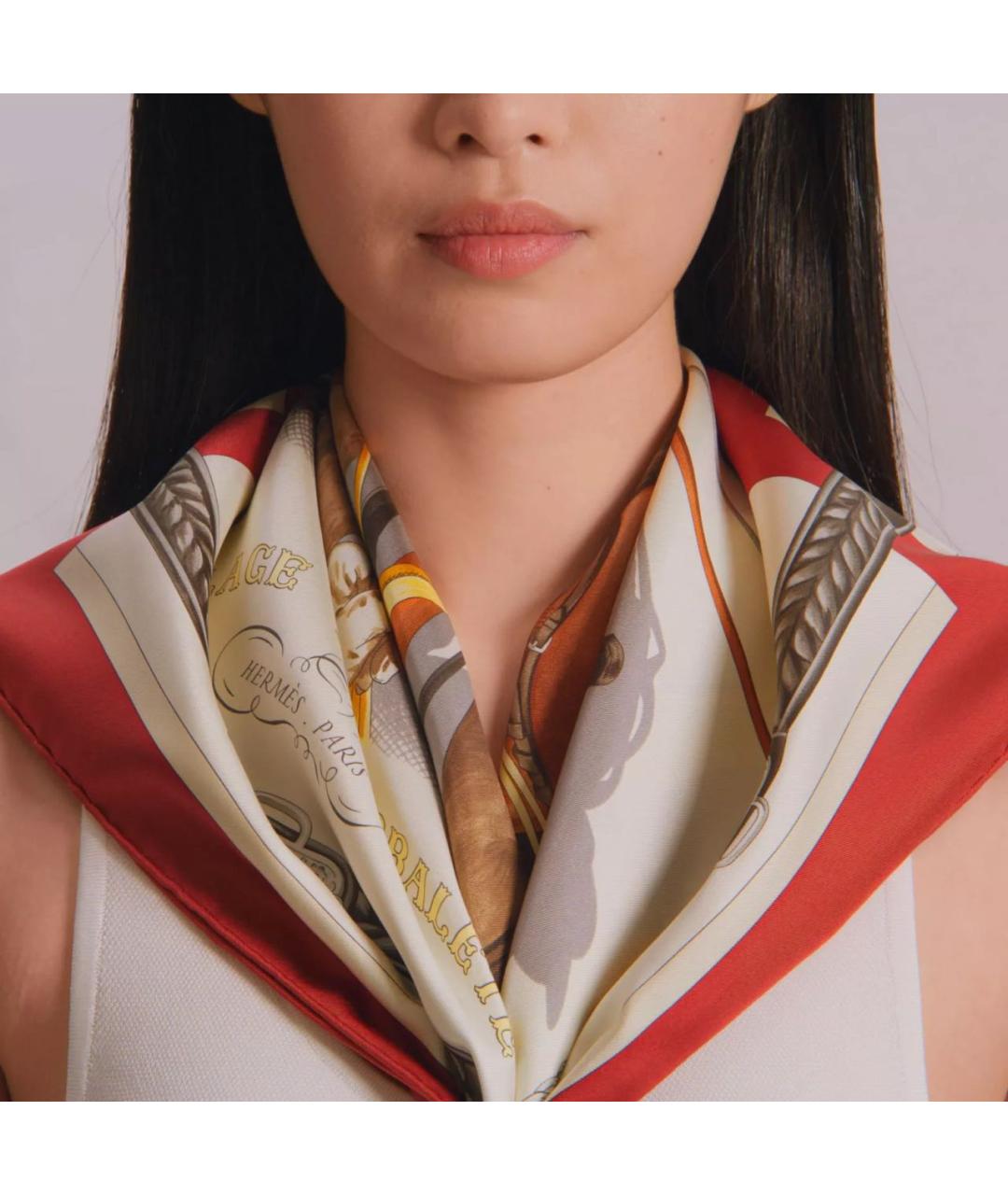 HERMES Мульти шелковый шарф, фото 2