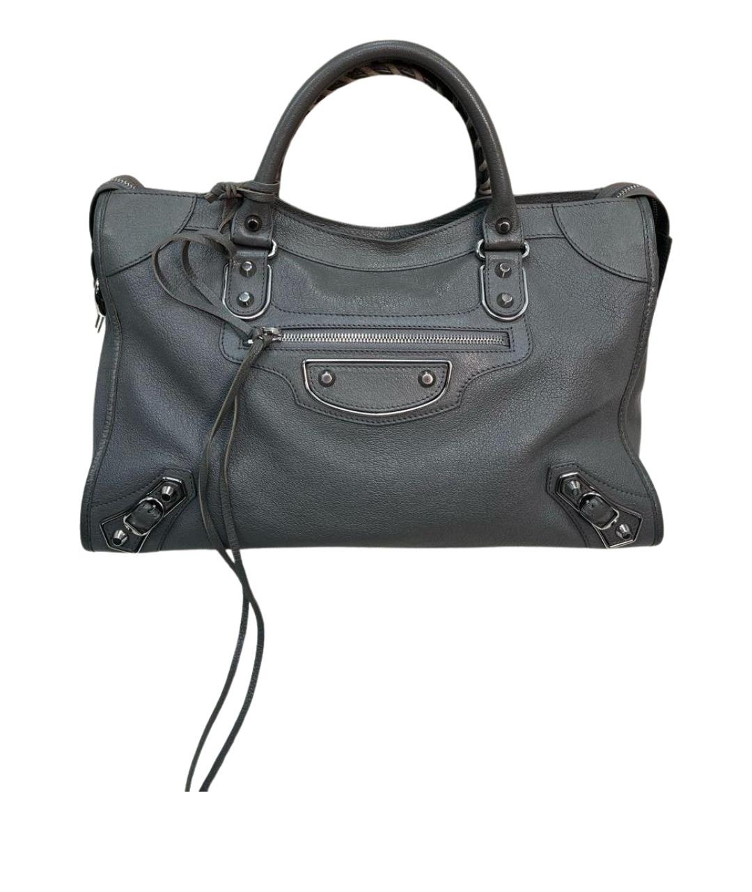 BALENCIAGA Серая кожаная сумка с короткими ручками, фото 1