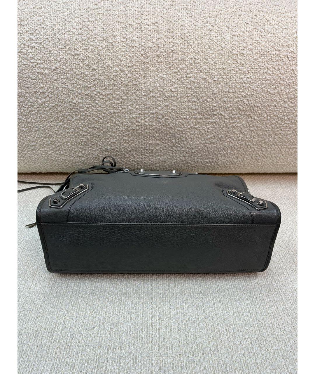 BALENCIAGA Серая кожаная сумка с короткими ручками, фото 5