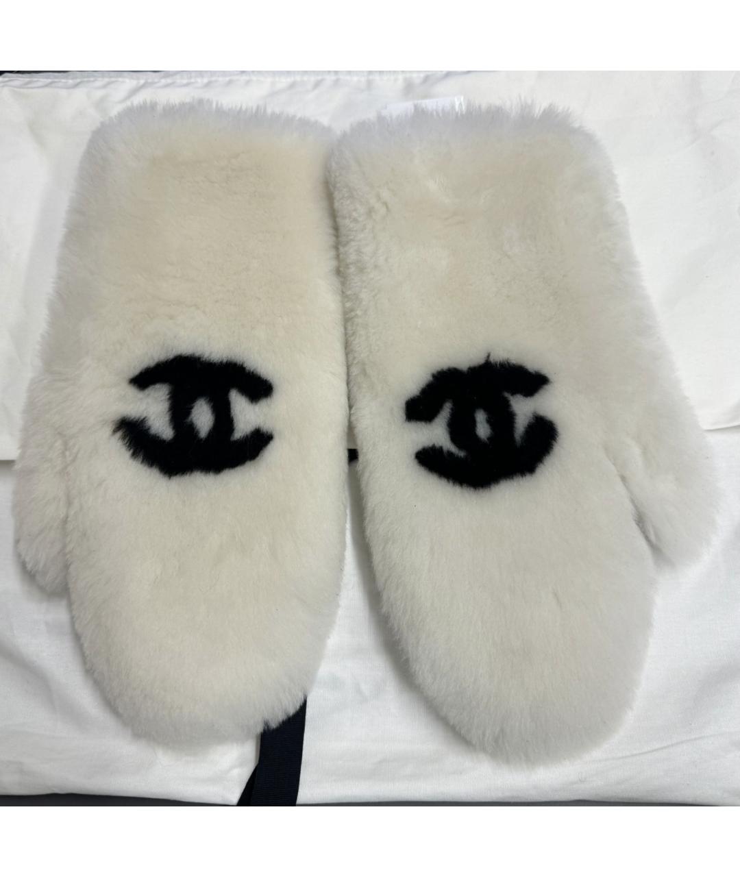 CHANEL Белые шерстяные перчатки, фото 2