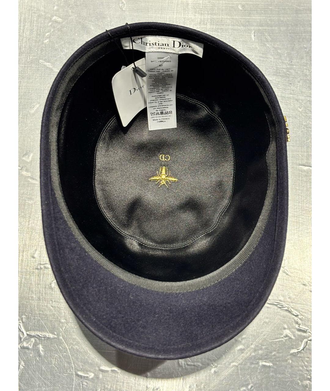 CHRISTIAN DIOR Темно-синяя шерстяная шляпа, фото 3