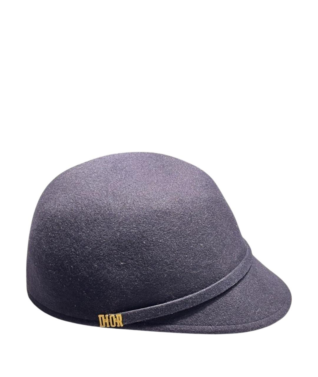 CHRISTIAN DIOR Темно-синяя шерстяная шляпа, фото 1
