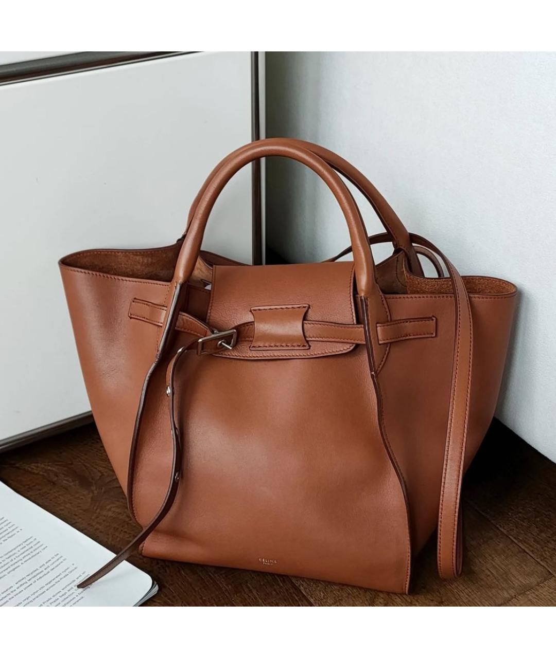 CELINE Коричневая кожаная сумка через плечо, фото 4