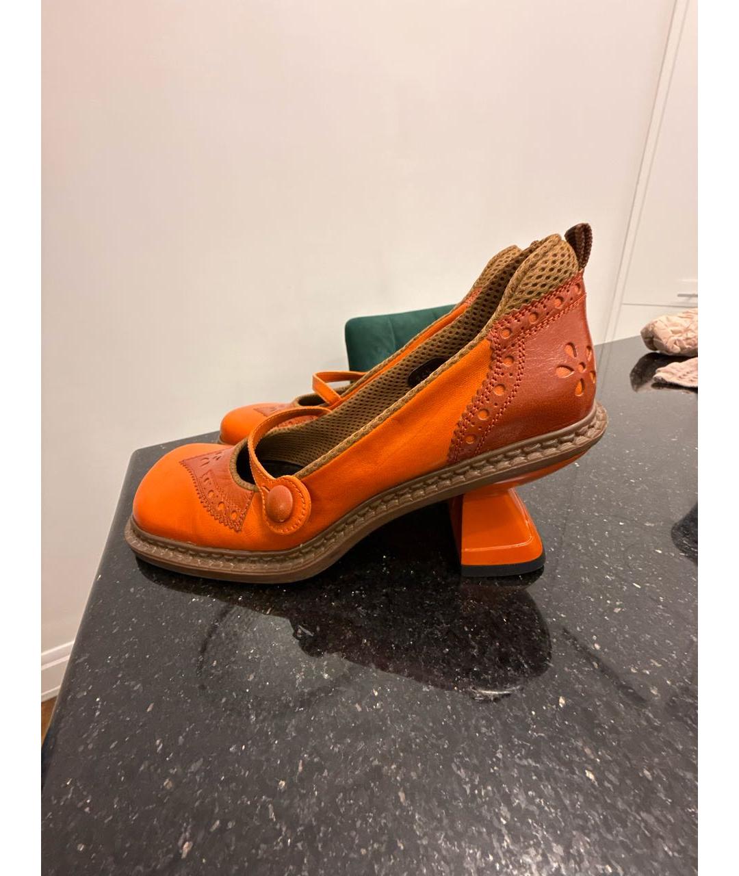 MIU MIU Оранжевое кожаные туфли, фото 5