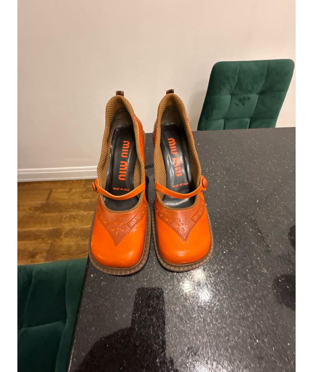 MIU MIU Оранжевое кожаные туфли, фото 2