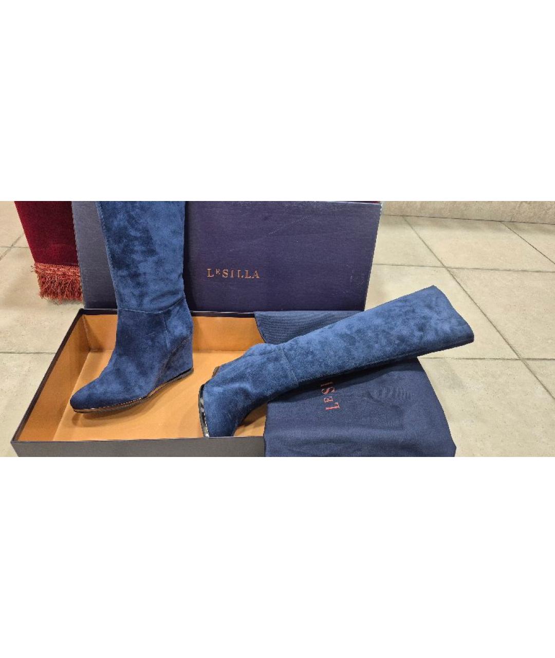 LE SILLA Темно-синие замшевые сапоги, фото 9