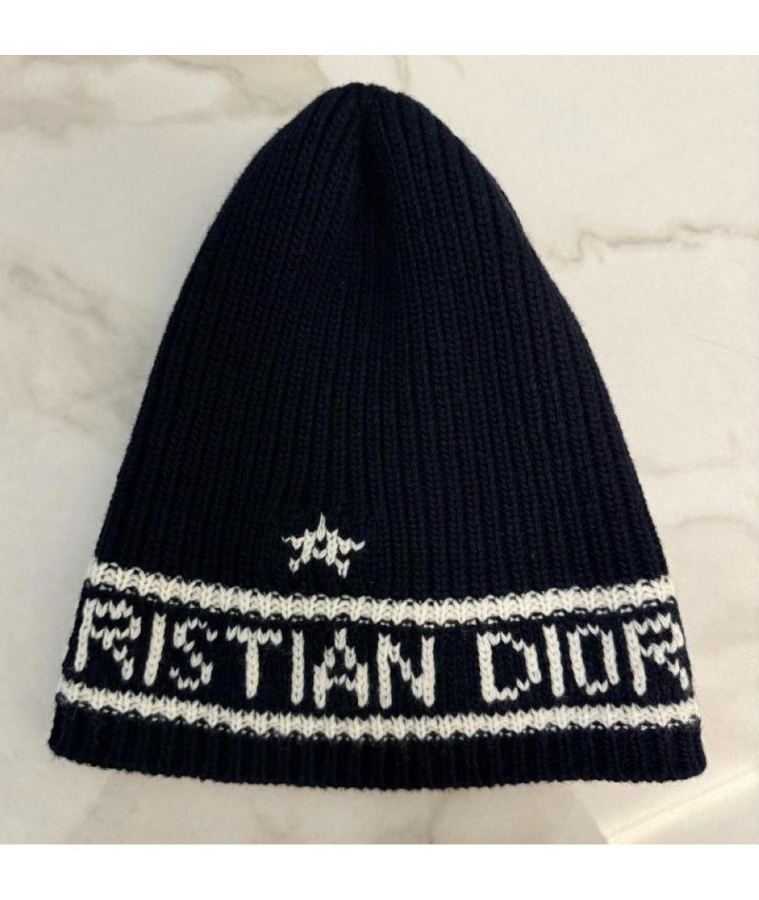 CHRISTIAN DIOR Темно-синяя шерстяная шапка, фото 4