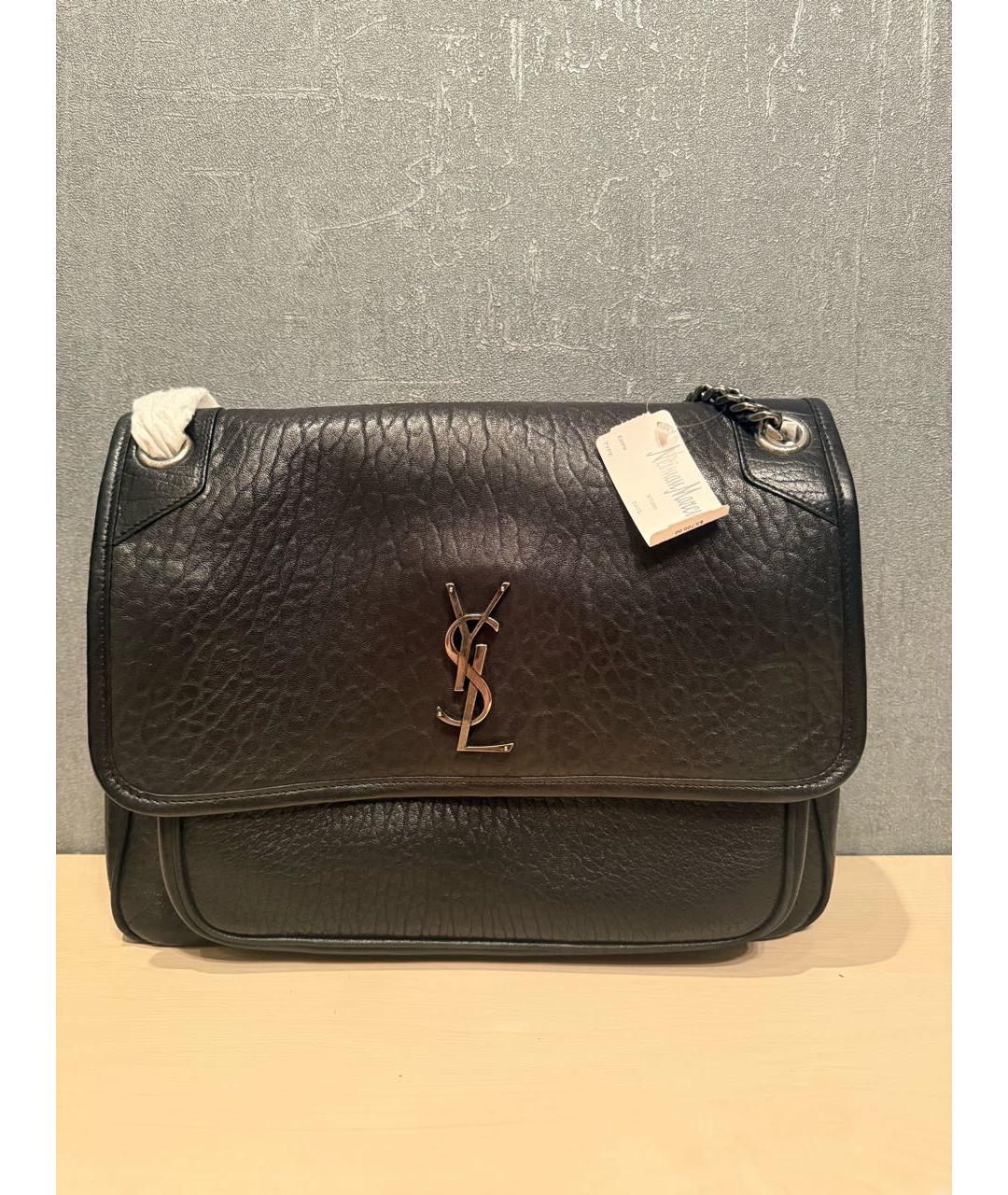 SAINT LAURENT Черная кожаная сумка через плечо, фото 5