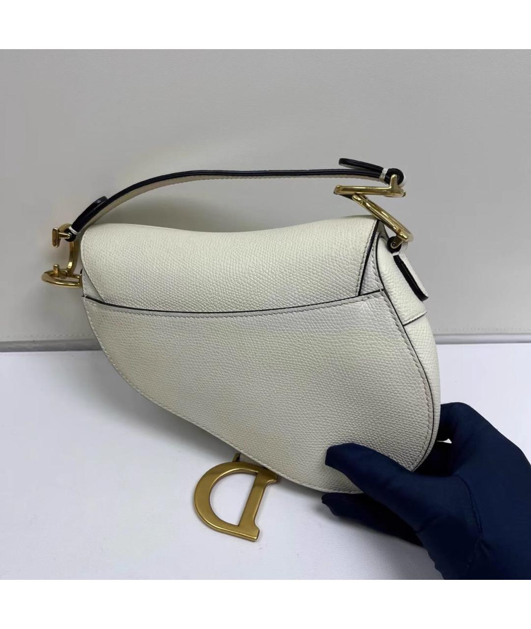 CHRISTIAN DIOR Бежевая кожаная сумка с короткими ручками, фото 5