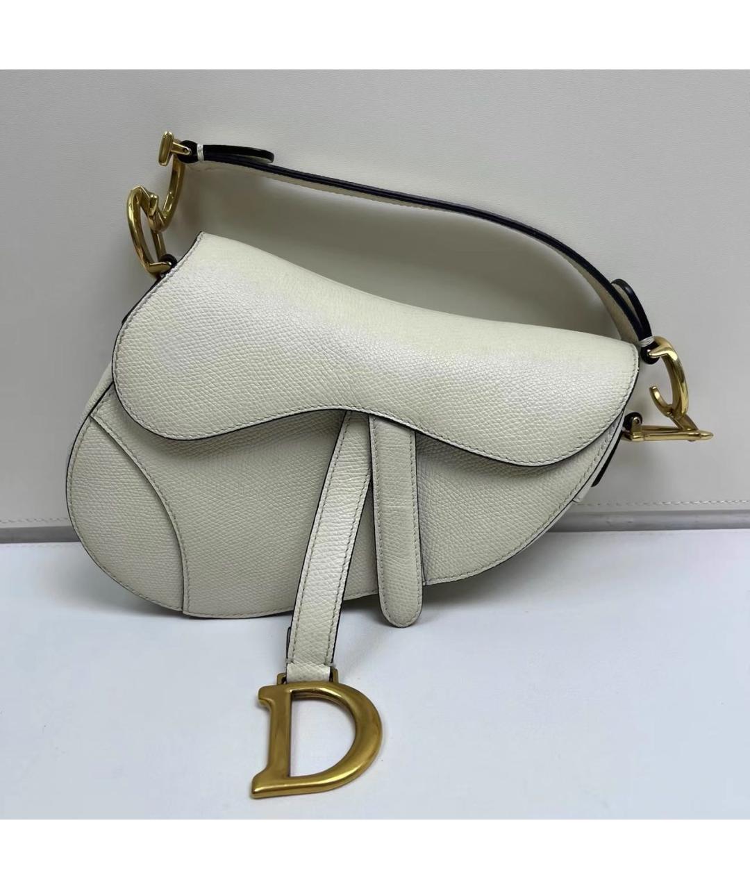 CHRISTIAN DIOR Бежевая кожаная сумка с короткими ручками, фото 9