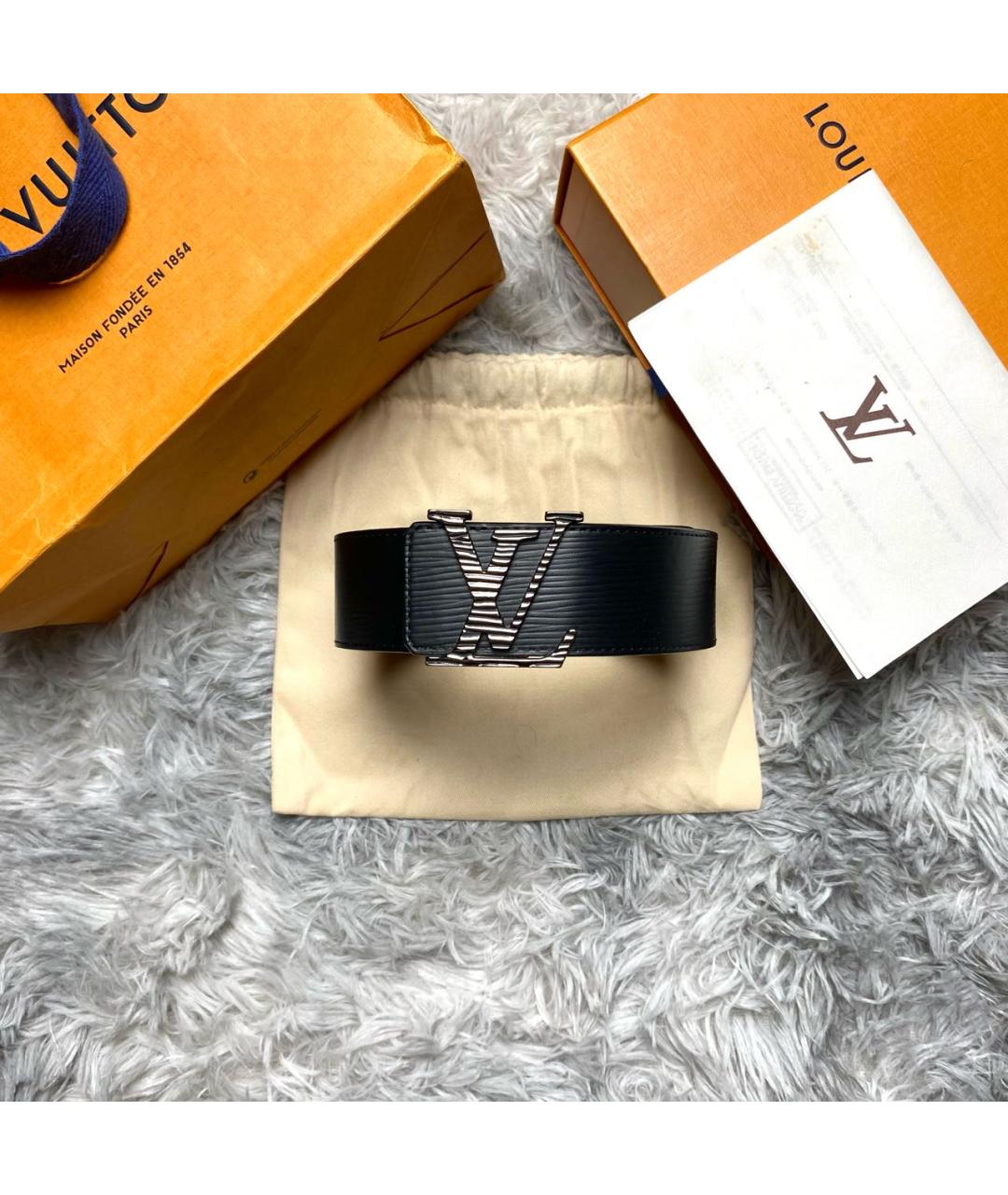 LOUIS VUITTON Черный кожаный ремень, фото 2