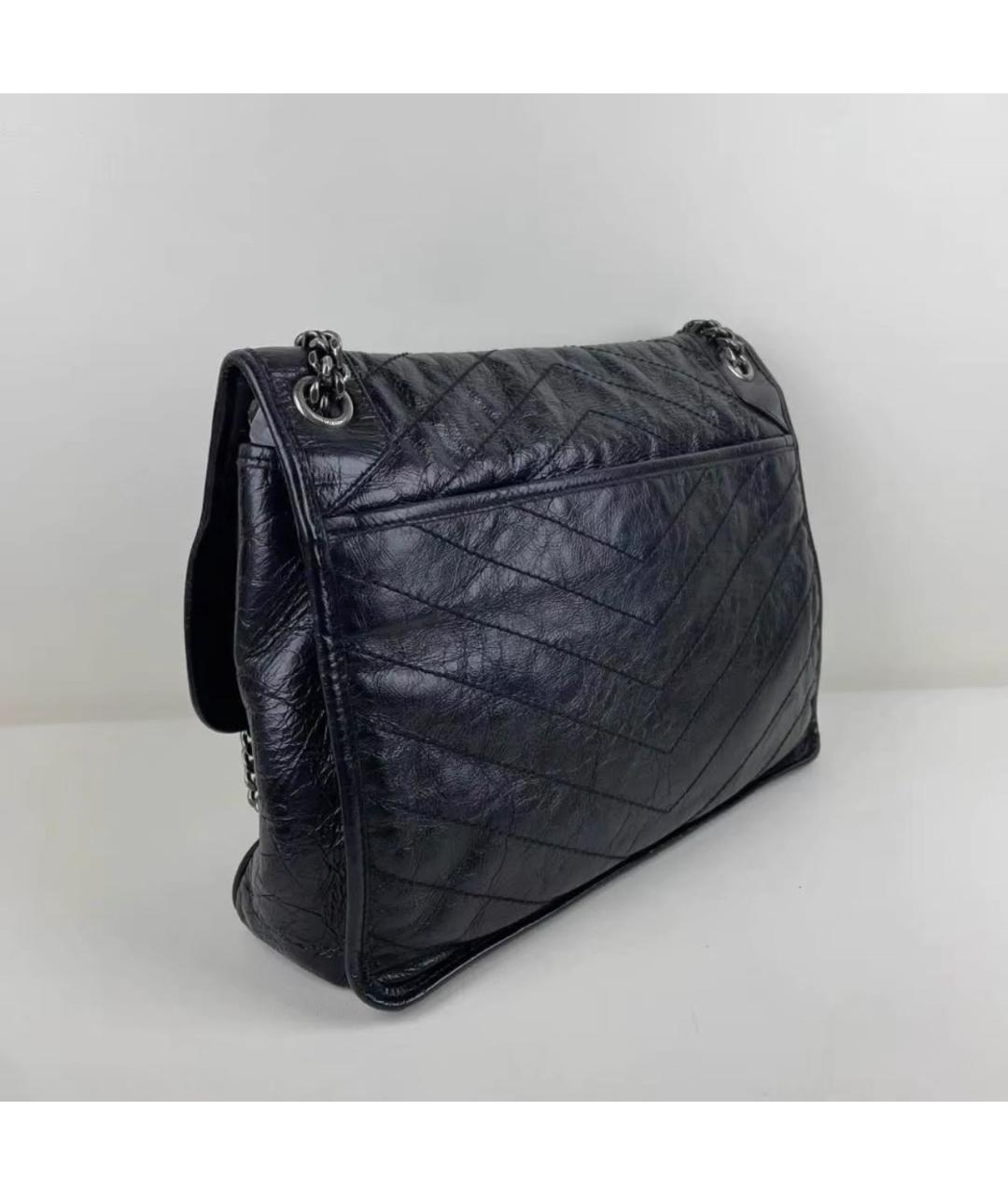 SAINT LAURENT Черная кожаная сумка через плечо, фото 4