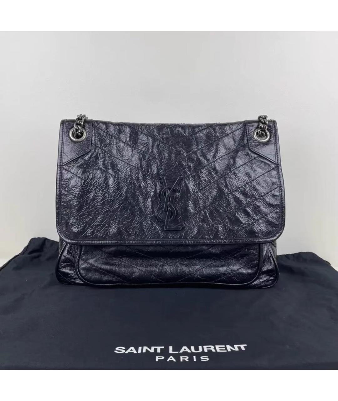 SAINT LAURENT Черная кожаная сумка через плечо, фото 9