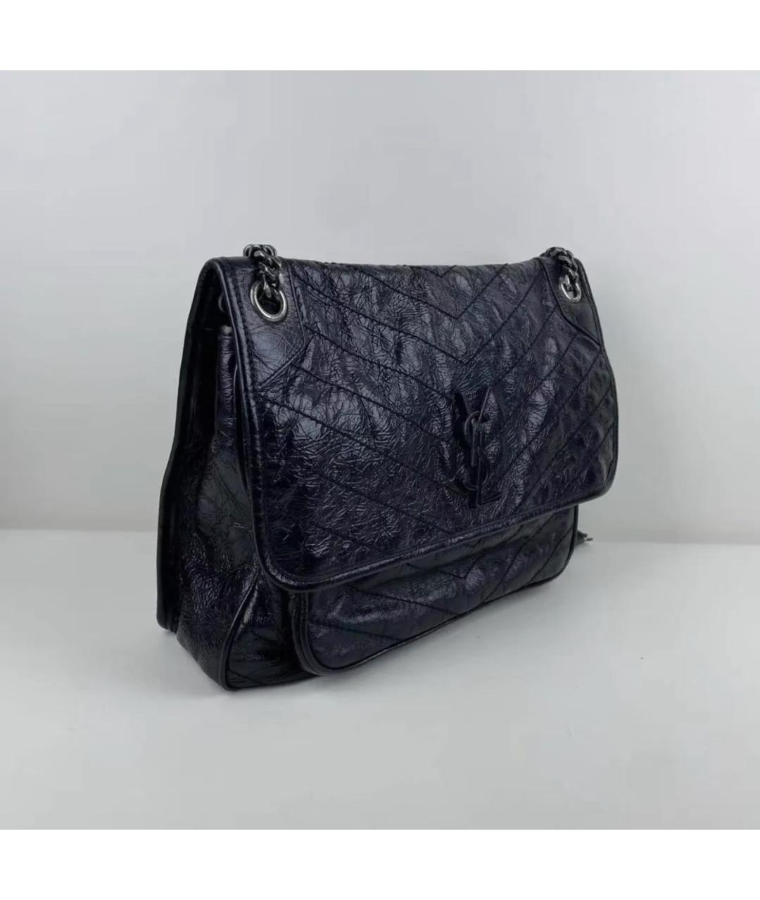 SAINT LAURENT Черная кожаная сумка через плечо, фото 2