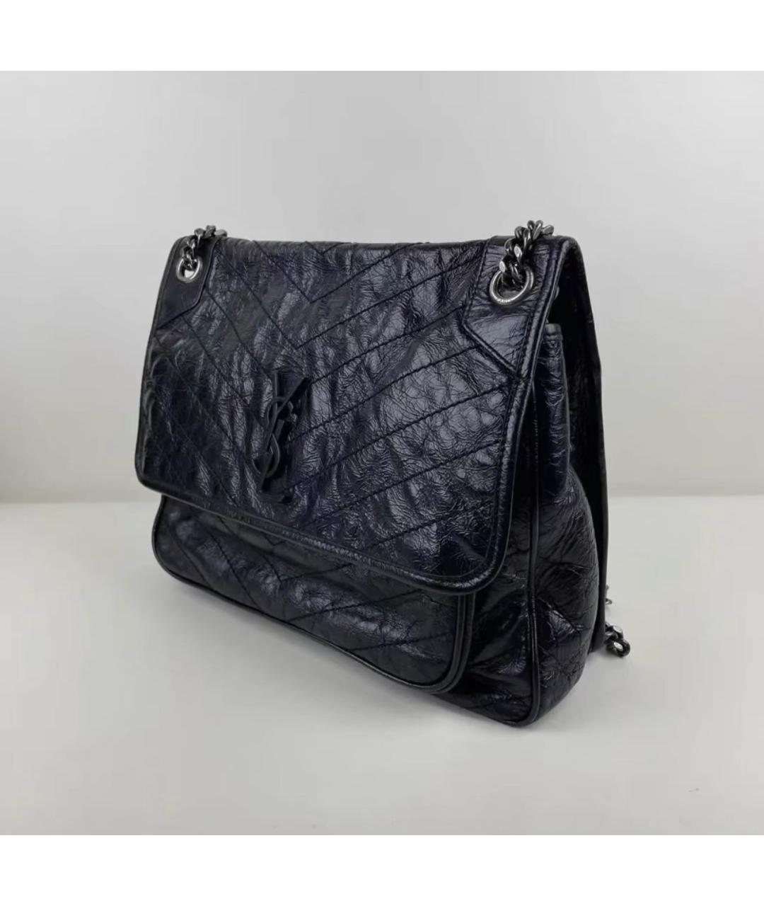 SAINT LAURENT Черная кожаная сумка через плечо, фото 8
