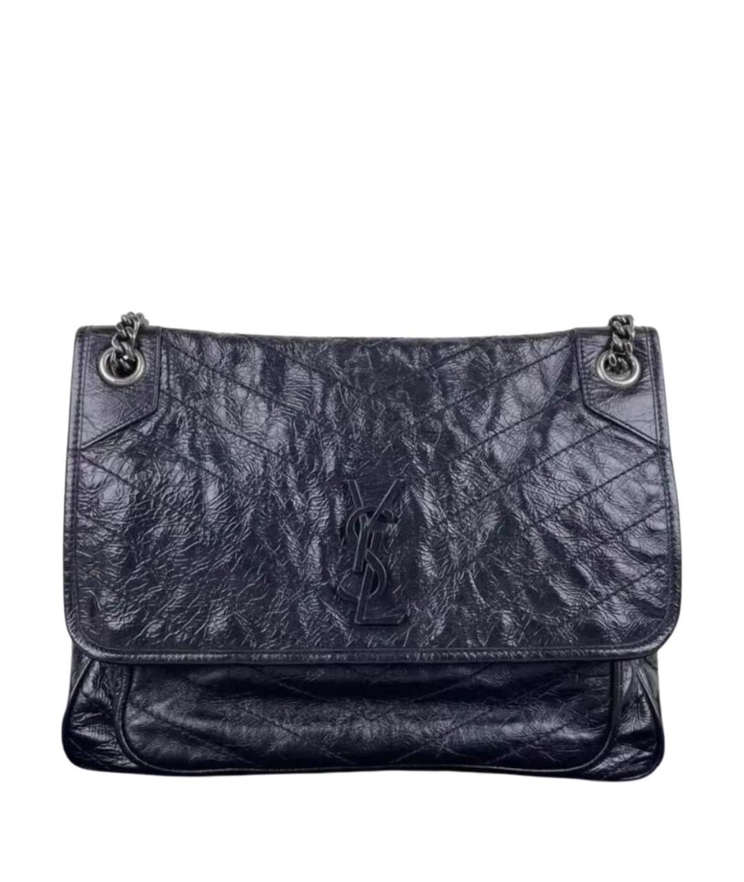 SAINT LAURENT Черная кожаная сумка через плечо, фото 1