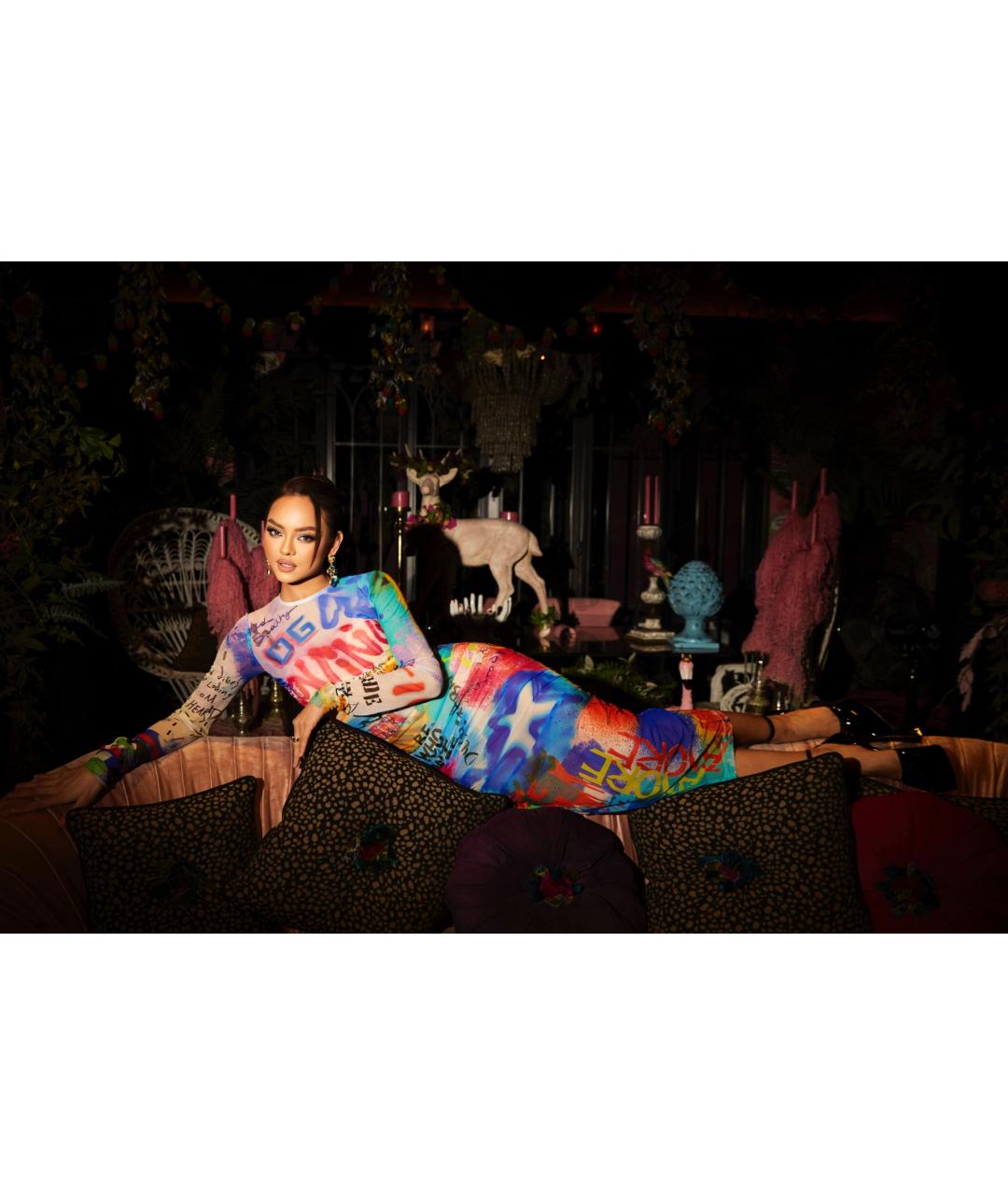 DOLCE&GABBANA Мульти полиамидовое коктейльное платье, фото 6