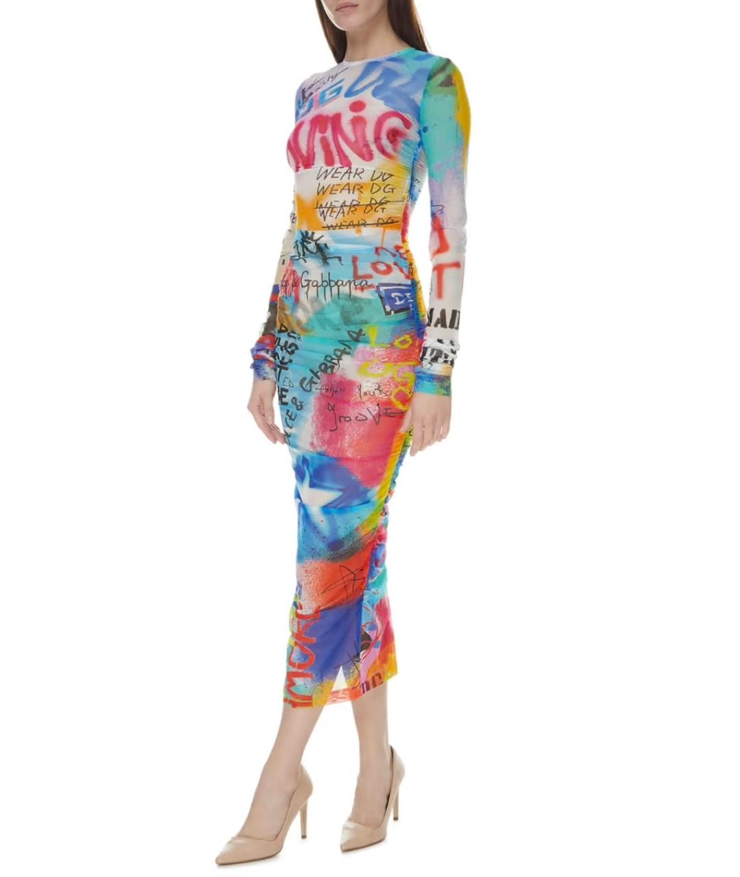 DOLCE&GABBANA Мульти полиамидовое коктейльное платье, фото 7