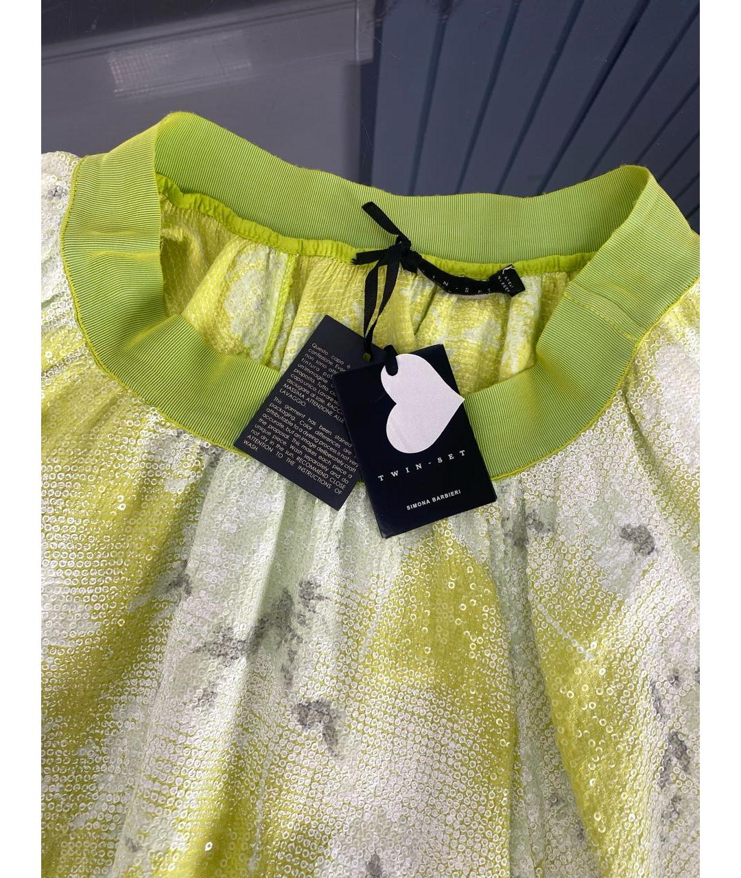 TWIN-SET Зеленая вискозная юбка мини, фото 3