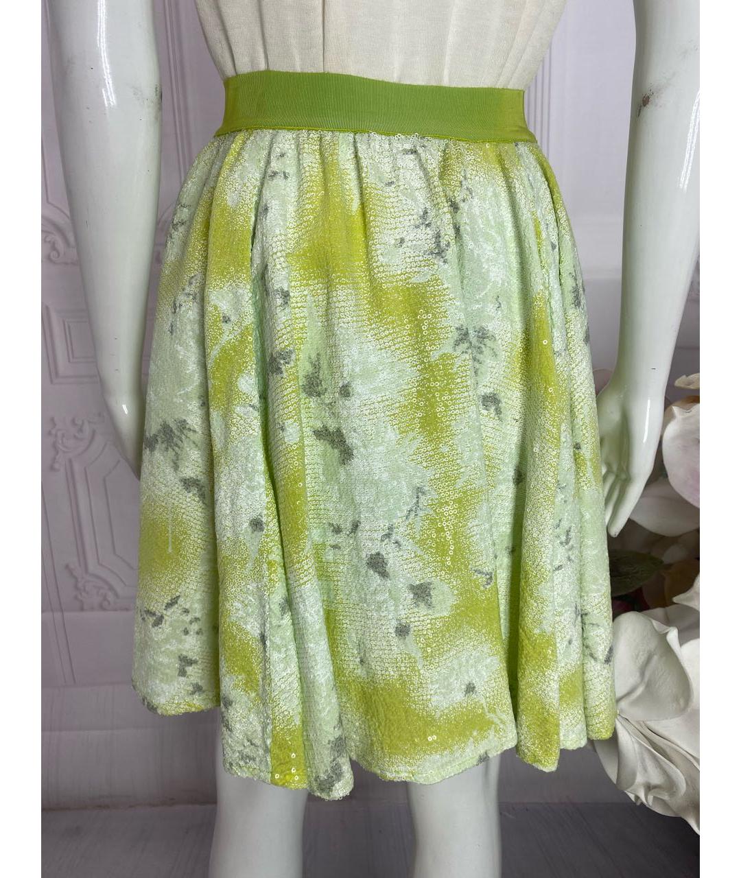 TWIN-SET Зеленая вискозная юбка мини, фото 6