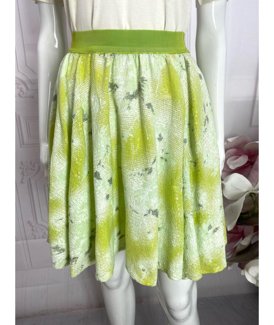 TWIN-SET Зеленая вискозная юбка мини, фото 5