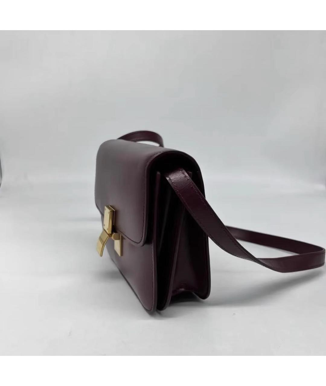 CELINE Бордовая кожаная сумка через плечо, фото 3