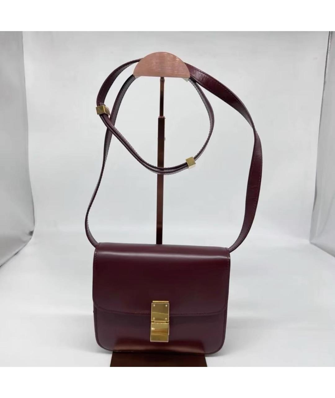 CELINE Бордовая кожаная сумка через плечо, фото 9