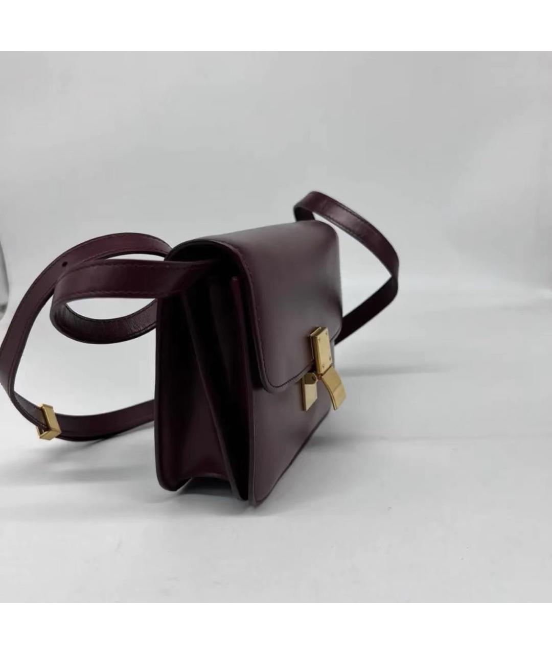 CELINE Бордовая кожаная сумка через плечо, фото 2