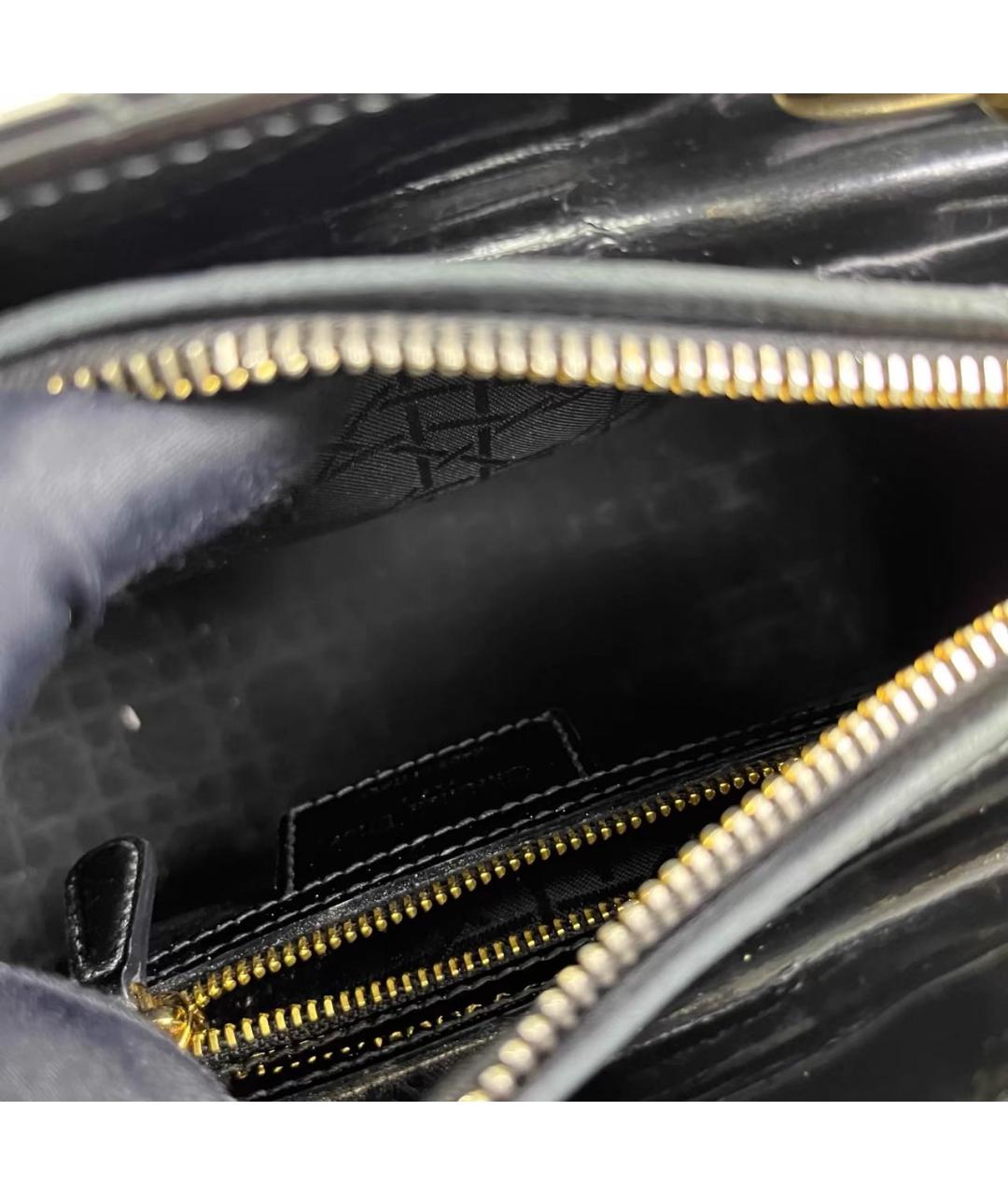 CHRISTIAN DIOR Черная сумка с короткими ручками из лакированной кожи, фото 4